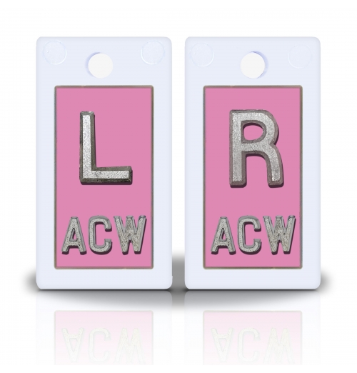 1 5/8" Height Plastic Backing Lead X-Ray Markers, Solid Soft Pink Color